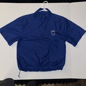 Men's‎ Medium Faldo Golf Windshirt Jacket Blue Short Sleeve 1/4 Zip Polyester